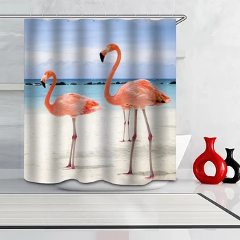 

1PC High Quality Flamingo Animal Print Shower Curtain Washable Bath Decor Polyester Fabric Bathroom Curtains Home Textile 2018