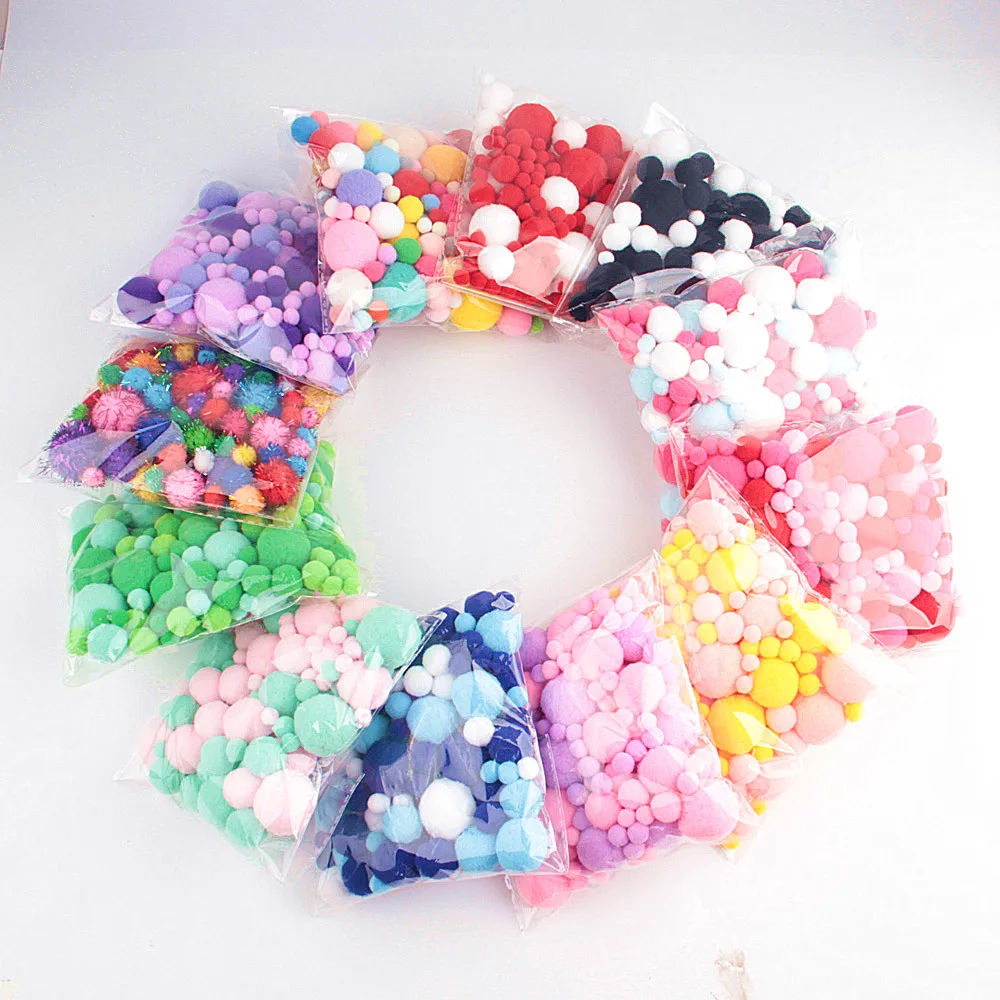 

20g Mix Colors Pom Pom 8/10/15/20/25/30mm DIY Handcraft Soft Fur Flush Ball Pompons Festival Celebration Decoration Accessories