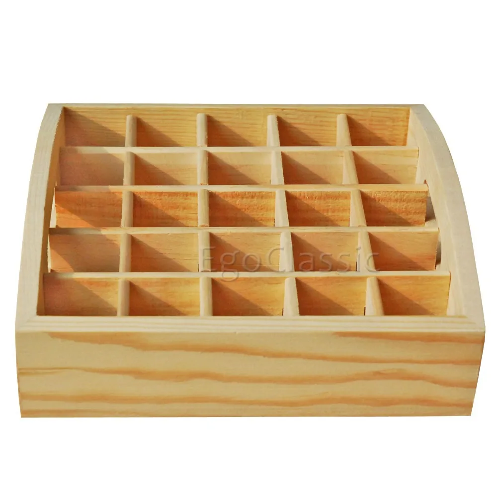 

Essential Oils Wooden Tray 25 holes 5ml or 10ml bottles SPA / YOGA Club Aromatherapy Wooden Box Natural pine wood without paint