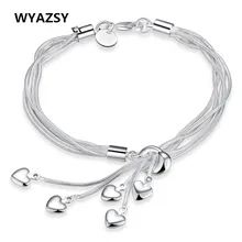 HOT Sale Fashion Tassel Hearts Bracelet 925 plated silver Bracelets Classic Jewelry For Women Gift Free Shipping