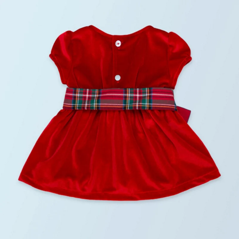 Красное бархатное рождественское платье для девочек от 12 до 18 месяцев повязка на голову, одежда для маленьких девочек Vetement Bebe Fille, Рождественский костюм для малышей