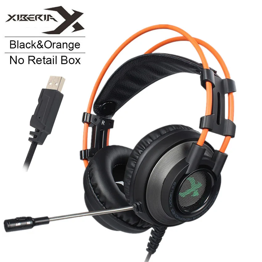 XIBERIA K9 Виртуальная 7,1 Звуковая игровая гарнитура casque лучшие PC Gamer USB стерео бас наушники с микрофоном для игры Cumputer - Цвет: Black No Retail Box