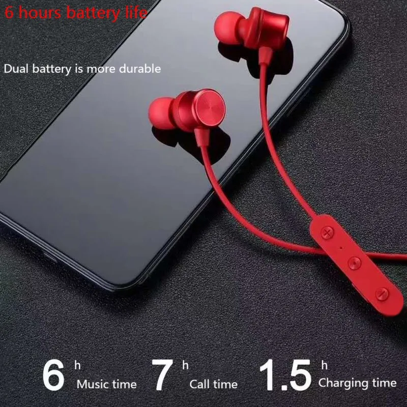 Bluetooth 5 0 Headset Dual Stereo High Definition Music In ear Neckband Sports earphones with microphone