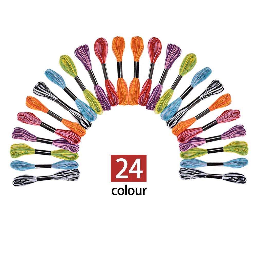 

24pcs Multicolor DMC Embroidery Threads Floss Mixed Colors Sewing Skeins Craft DIY Embroidery Cross Stitch Thread Kit