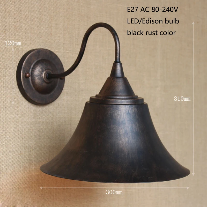 3 Color Retro Vintage Loft Rust Brown Metal Lampshade Wall Lamp For Bar Bathroom Study Bedroom Dining Room Vanity Lights E27 Wall Lamp Vanity Lightlampshade Wall Aliexpress