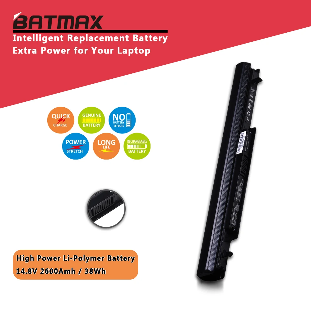 

4 Cell 2600mAh Laptop Battery for ASUS A46 A56 E46 K46 K56 R405 R505 R550 S40 S46 S505 S550 S56 U48 U58 V550 P/N A31-K56 A32-K56