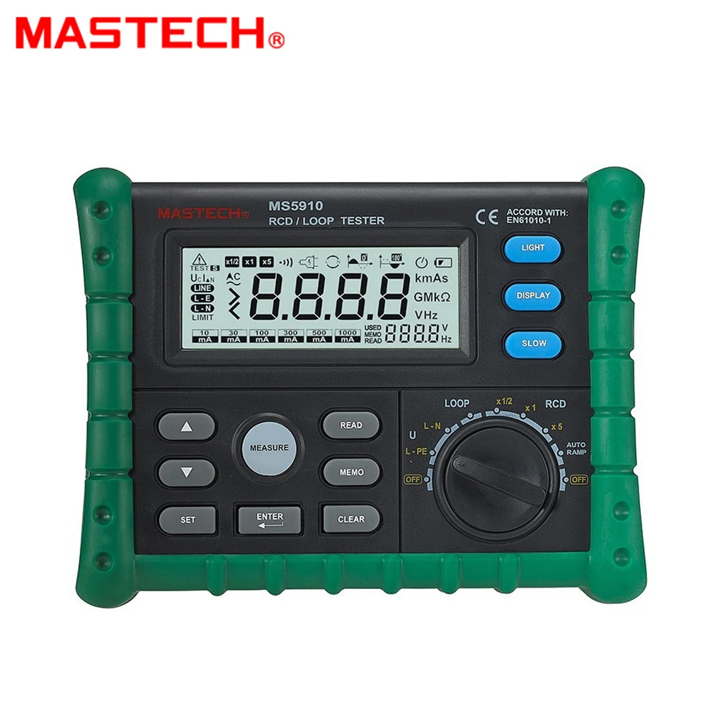 

MASTECH MS5910 RCD/Loop Resistance Tester Circuit Trip-out Current/Time Detector with USB Interface