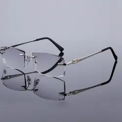 Бизнес супер легкие Анти-голубые очки по рецепту мужские Алмазные Режущие очки без оправы мужские очки для чтения Пресбиопия ридер 2,5