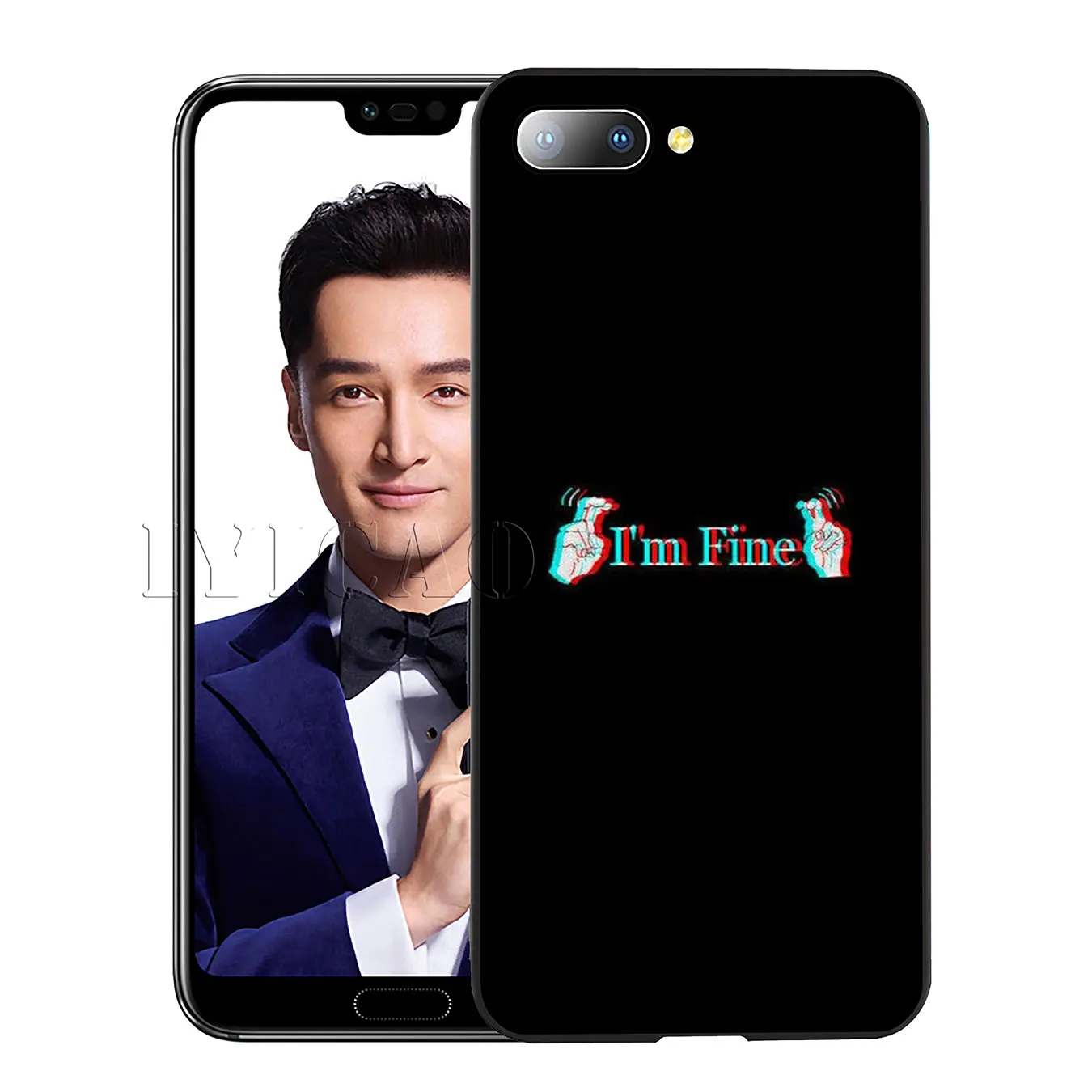 Мягкий чехол IYICAO с цветным текстом на черном фоне для Huawei Y7 Y6 Prime Y9 2018 Honor 8C 8X 8 9 10 Lite
