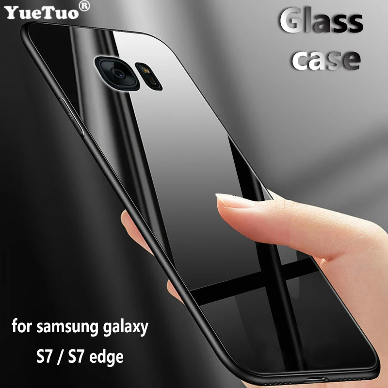

YUETUO tpu Tempered glass mobile phone back capinha,etui,coque,cover,case for samsung galaxy s7 edge s 7 s7edge accessories