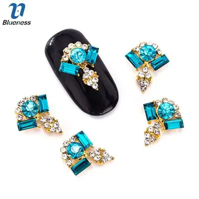 Blueness 10Pcs DIY 3 Colors Gem Rhinestone For Nail Art Decorations Design Charms Alloy Manicure Jewelry Diamond Accessories - Цвет: Синий