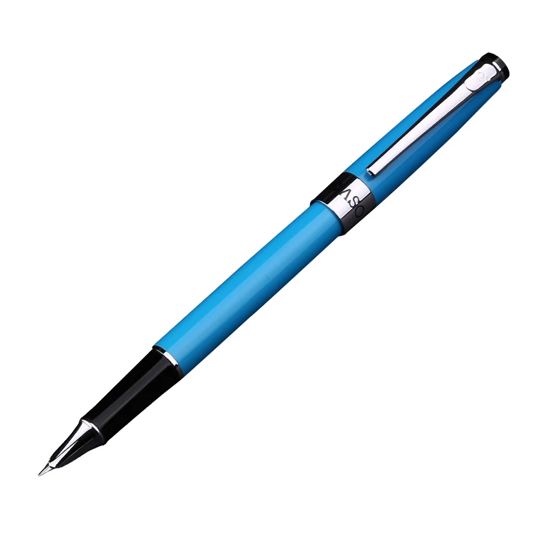 

1pc Good Quality Silver Clip Blue Black Orange White Extra Fine Fountain Pen OASO Metal 0.38mm Business Office Financial Pens
