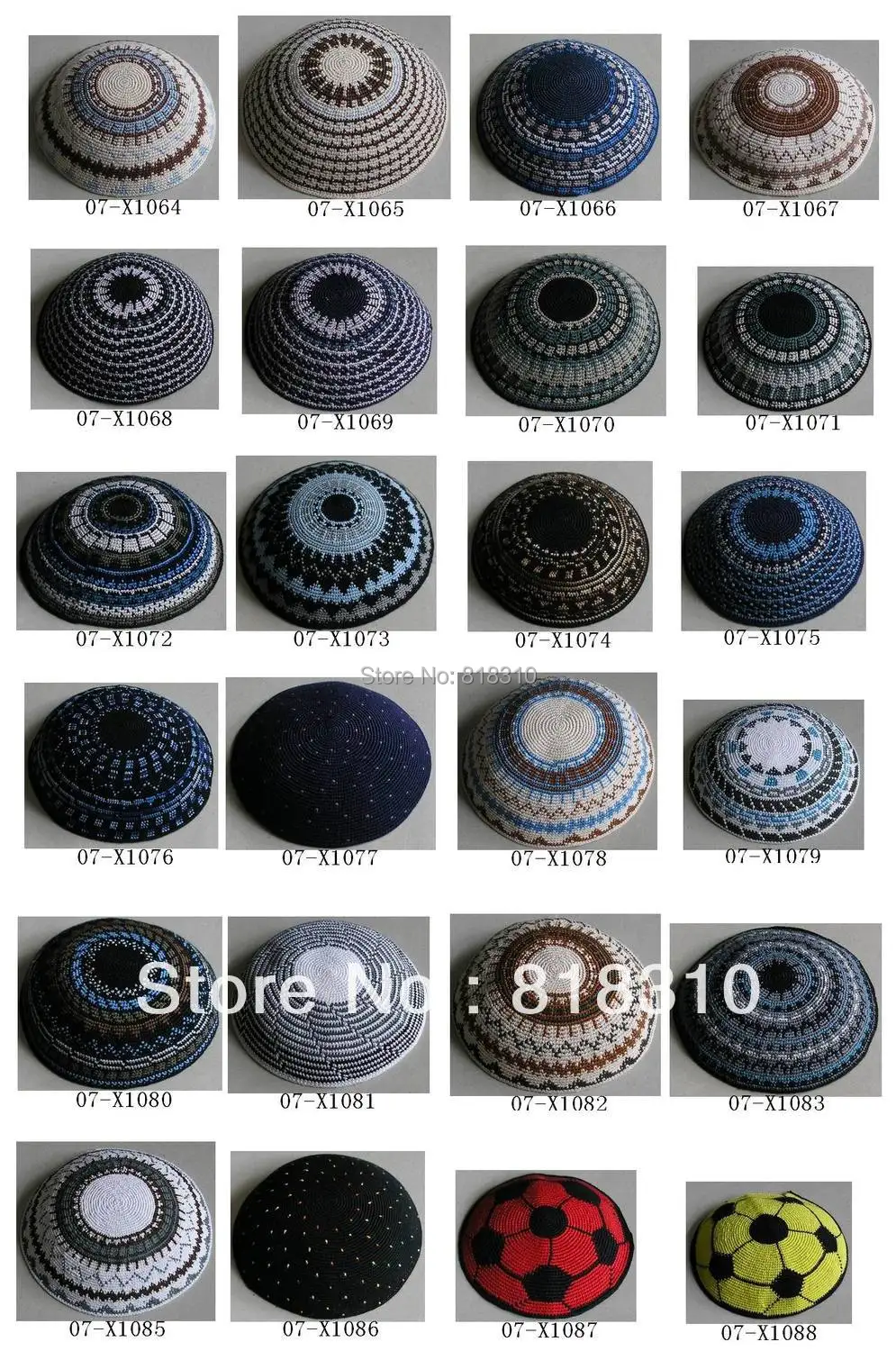 

HIGH QUALITY HANDMADE KNITTED YARMULKE KIPPAH MIXED COLOURS MOQ 50PCS/MODEL