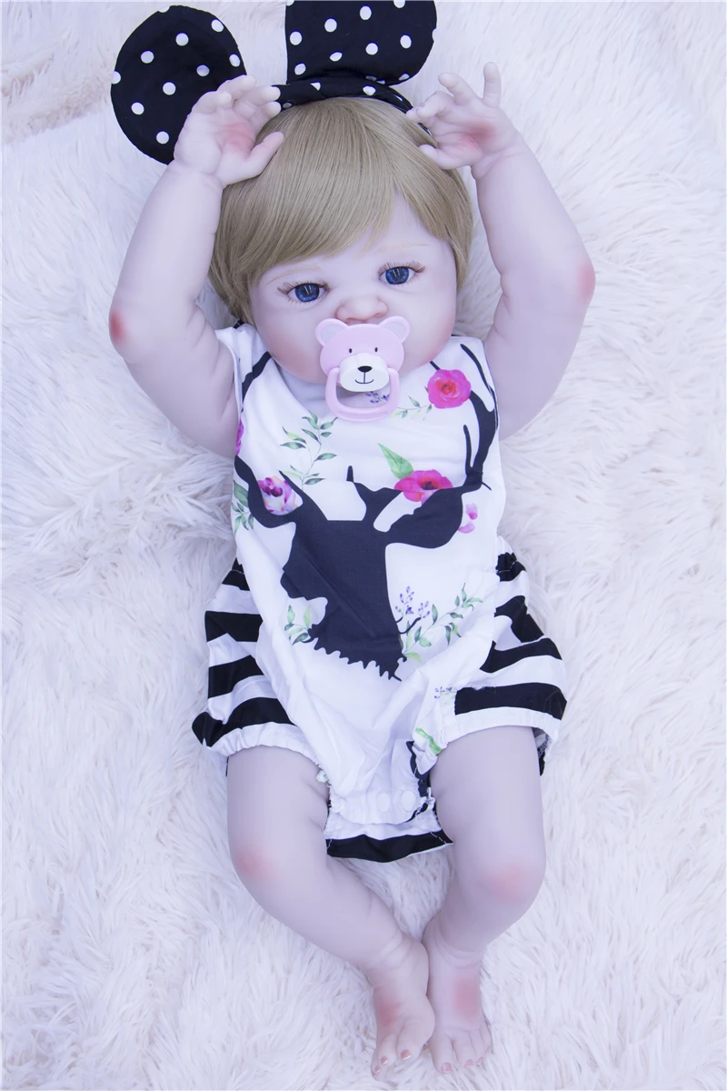 57 см bebe boneca reborn силиконовые куклы reborn baby com corpo de silicone menina Детские куклы лучший подарок для детей нетоксичный