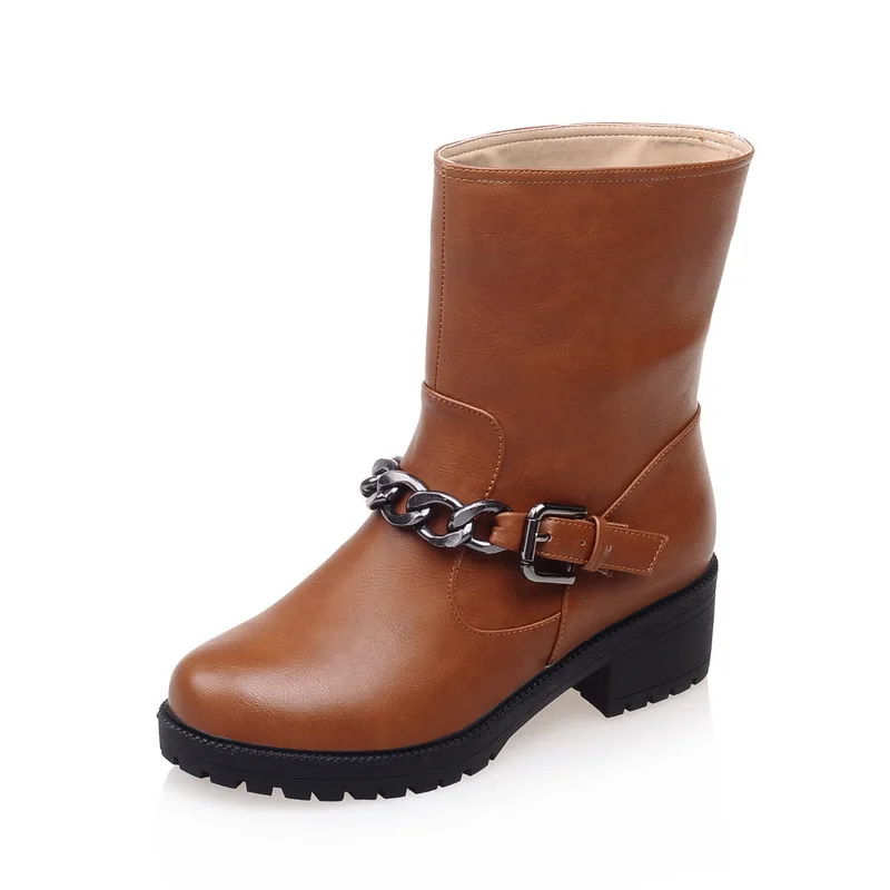 

2017 Autumn Winter Ankle boots for women Motorcycle shoes women's booties black Brown blue