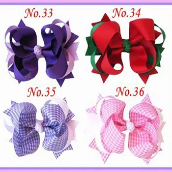 

50 BLESSING Good Girl Boutique 3.5 - 4" Ring Hair Bow Gingham Clip 120 No.