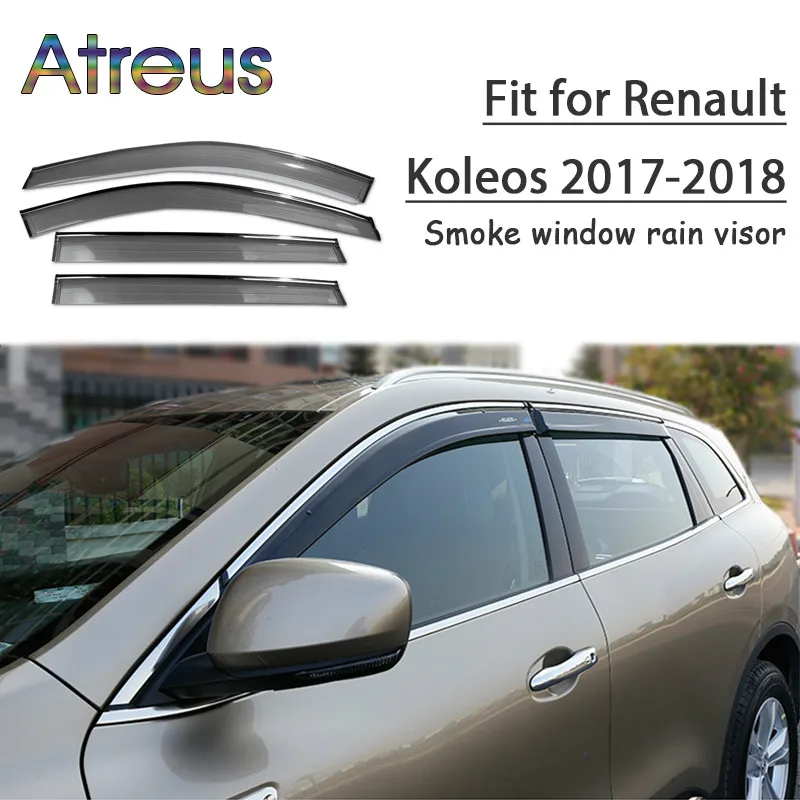Atreus 1set ABS Rain Smoke Window Visor Car Wind Deflector For Renault