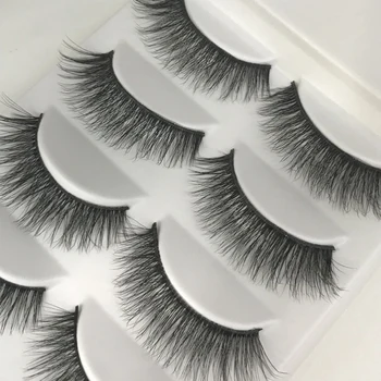 

2018 NEW 5 Pairs 100% Real Mink 5D Natural Messy Winged False Eyelashes extension professional mink lashes makeup eye lashes