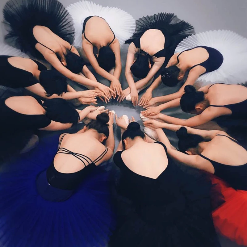 Adult Ballet Leotard Tutu Skirt Female Swan Lake Dance Costumes Professional Ballet Tutu Pancake Skirts for Women 6 Layers