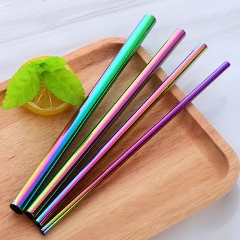 

4pcs Metal Straight Drinking Straw With Fabric Pouch Stainless Steel Straw+4Brush Food Grade 6MM*8MM*10MM*12MM Bar Accessories