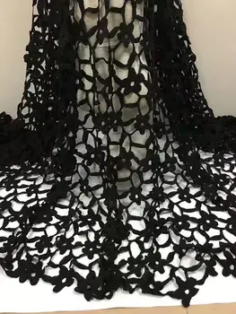 

Black African Manual cutting Lace Fabric 2019 High Quality Lace French Sequence Tulle Lace Nigerian Lace Fabrics For Wedding 5 Y