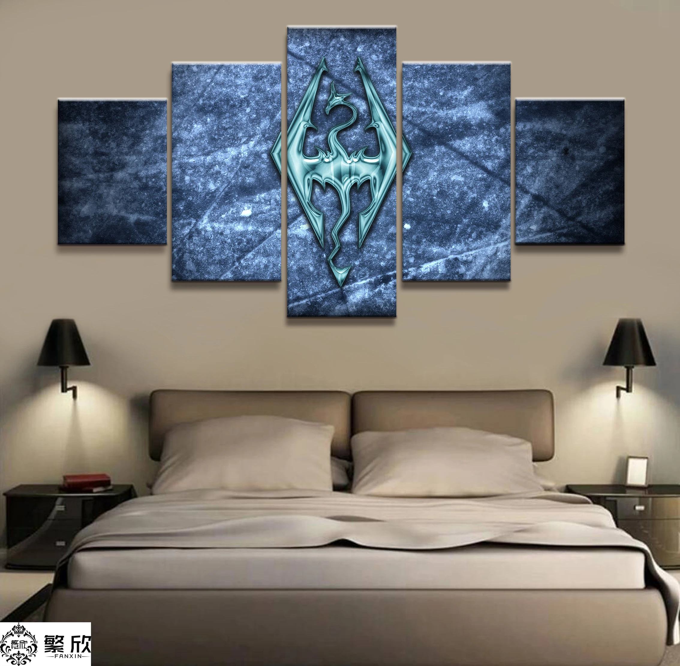 

Home Decor Modular Canvas Picture 5 Piece Elder Scrolls V Skyrim Game Painting Poster Wall For Home Canvas Painting Wholesale