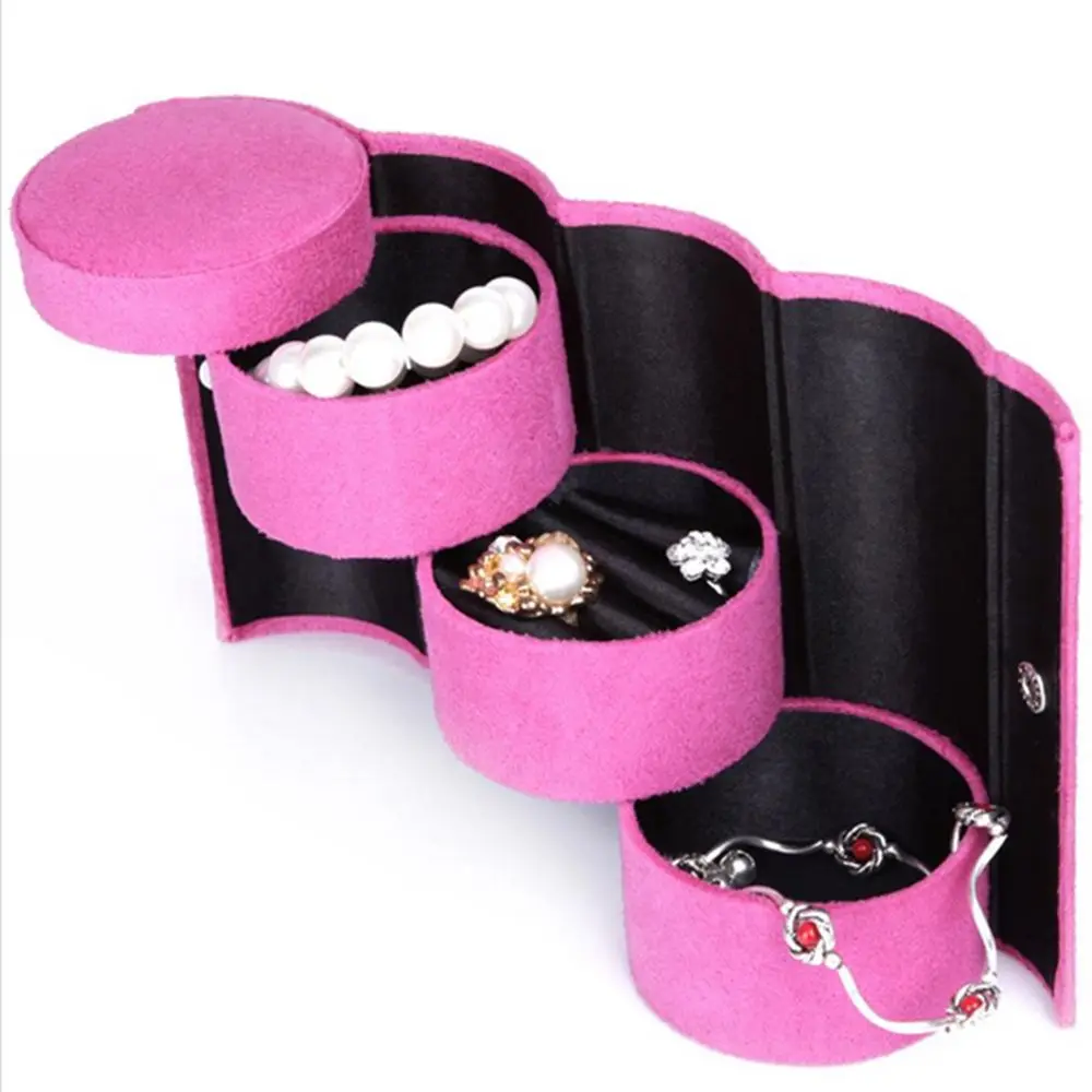 Jewelry Box Red Purple Pink Round Folding Jewelry Organizer Packaging