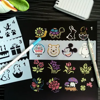 

Cute Cartoon Plastic Stencil, 8pcs/set Kids Drawing Scrapbooking Dies Reusable Home Album DIY Drawing Tool