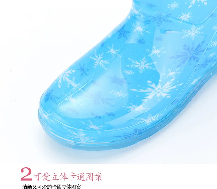 new Disney princess frozen children Plus velvet thick warm rain boots rubber shoes cartoon PVC girls water shoes size 32-38