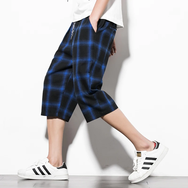 Летние Новые Самые продаваемые повседневные мужские клетчатые летние тонкие модные эластичные пляжные брюки свободные дышащие домашние удобные
