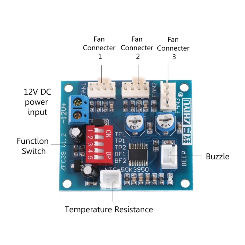 12V CPU Fan Temperature Control PWM Speed Controller Module Alarm