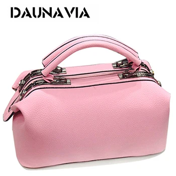

DAUNAVIA Brand Fashion Boston handbags for women famous designer leather messenger bags ladies party shoulder Crossbody bags