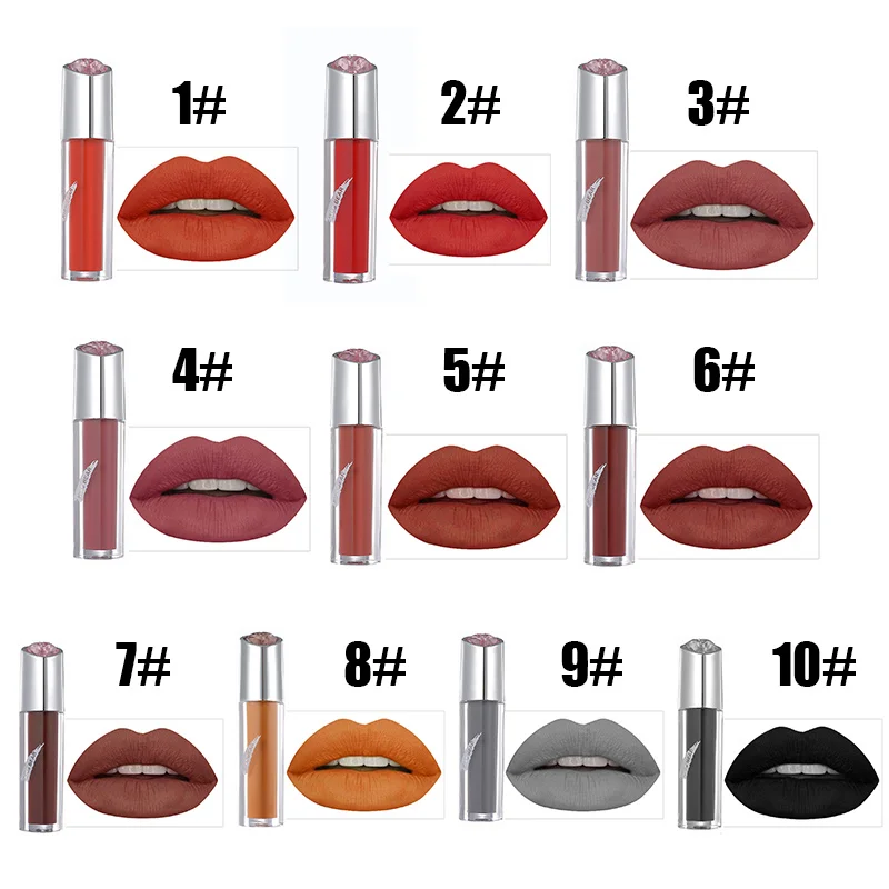 

NEW Matt Liquid Lipstick Women Makeup Cosmetics Matte Lip Gloss Balm Beauty Essentials Lip Gloss 10 Colors Optional TSLM1