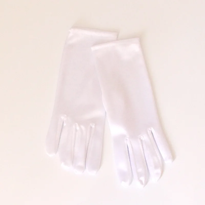 1 пара, новые модные женские перчатки до запястья, сексуальные черные белые красные короткие Сатиновые стрейч-перчатки для девушек, перчатки для рук ZY9005