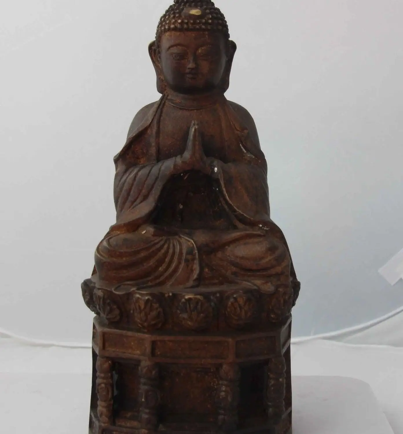 

China folk Buddhism Temple Copper Bronze sit Tathagata Sakyamuni Buddha statue