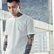 Хлопковые мужские льняные рубашки пуловер с короткими рукавами Повседневные рубашки без воротника однотонная летняя рубашка Нежные мужские хлопковые топы тонкие TS-163