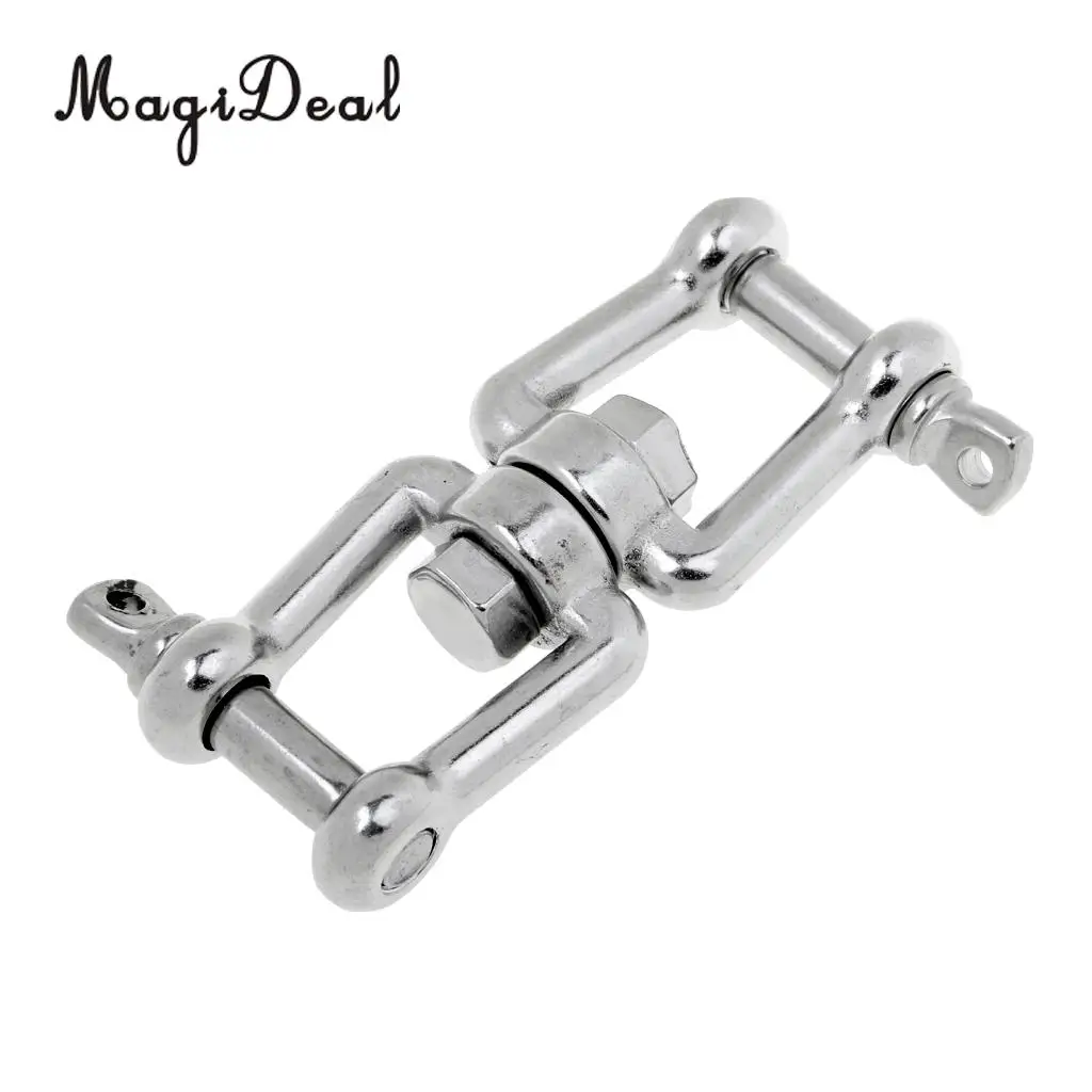 MagiDeal Marine 304 Stainless Steel Polished Anchor Chain Connector Swivel Jaw Double Shackle- M4, M5, M6, M8, M10, M12