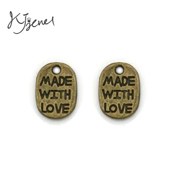 

Antique Bronze Plated Made with Love Charms Pendants for Necklace Bracelets Jewelry Making DIY Craft Handmade 11x8mm
