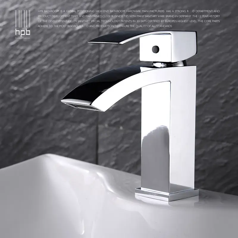 HPB Waterfall Copper Bathroom Basin Faucet Hot And Cold Water Single Hole Torneira Banheiro Mixer Tap HP3020