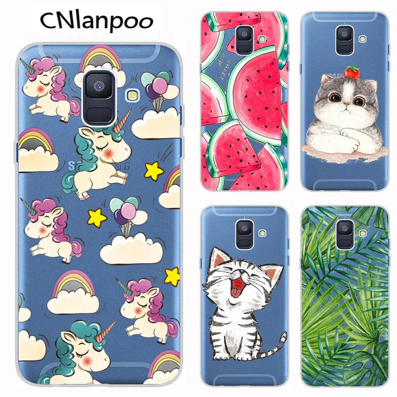 

For Samsung Galaxy A6 2018 Case Soft Silicone TPU Transparent Printing Phone Back Protective Cover Case For Samsung A6 2018