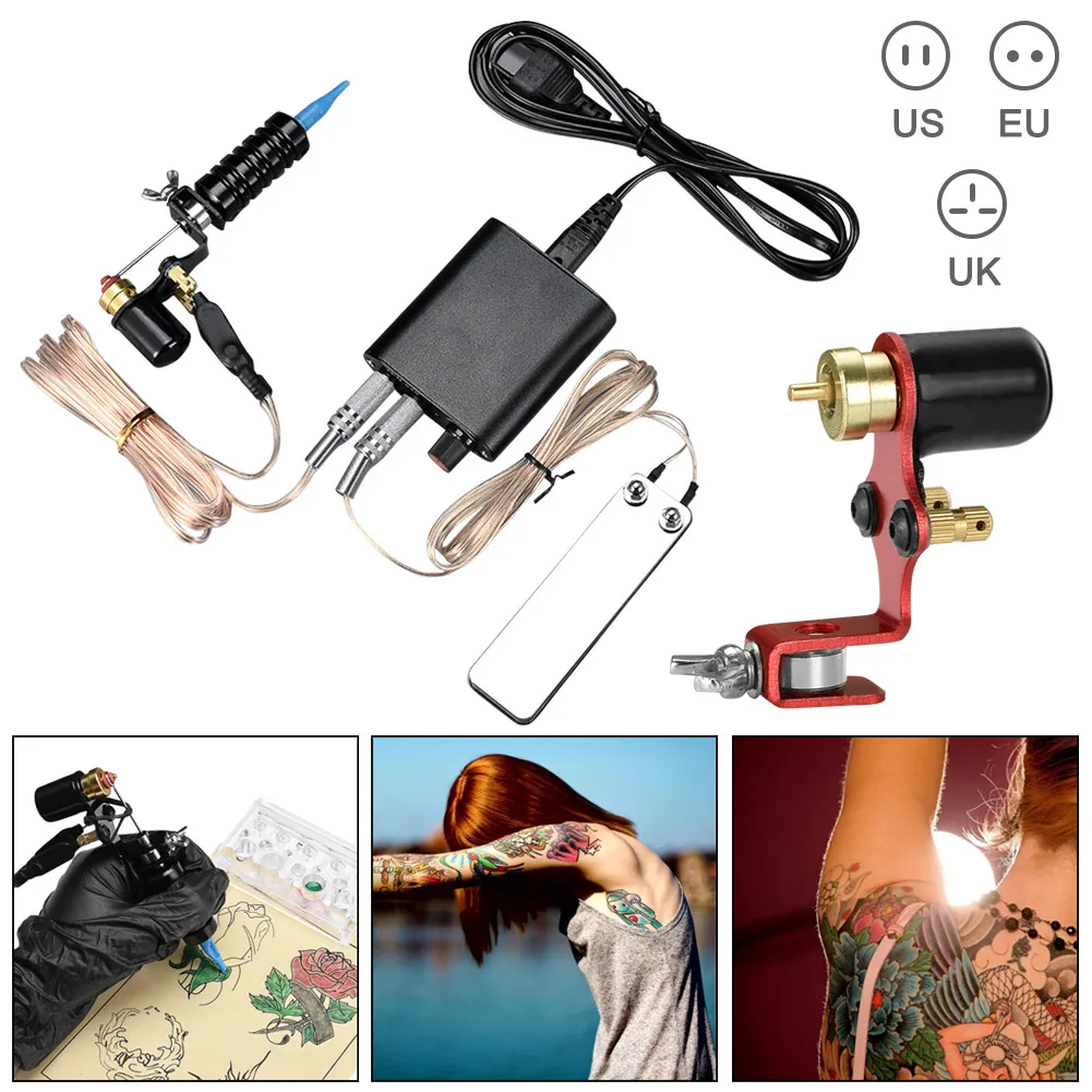 

Professional Body Tattoo Kit Motor Machines Set Power Supply Needles Permanent Tattoo Supplies H7JP