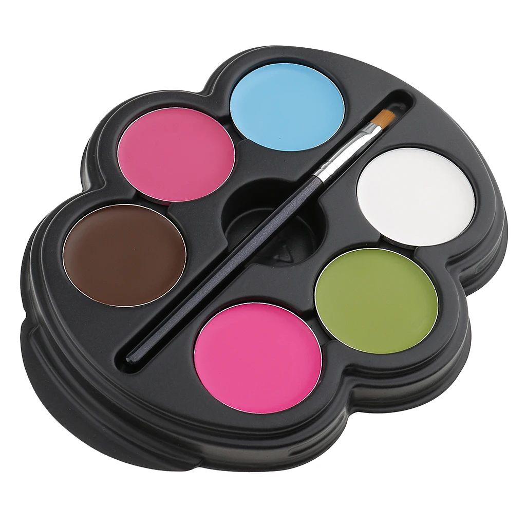 6 Colors Face Body Paint Oil Painting Art Make Up Halloween Party Brush Set