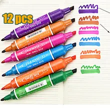 12 шт./лот, тканевые маркеры для рисования,, двойной маркер, масляная краска, маркер, ручка s, высокое качество, Перманентная тканевая краска, маркер, ручка