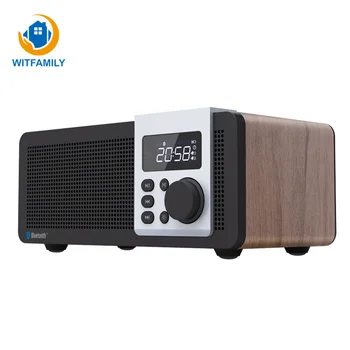 

Digital Wooden Bluetooth Alarm Clock FM Radio LED Display Despertador Electronic Modern Subwoofer watch table Home Decoration