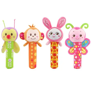 

Animal Plush Hand Rattle Hand Stick Early Education Baby Toys 0-12 Months