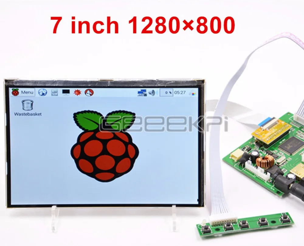 

GeeekPi 7 inch IPS 1280*800 LCD Display Monitor Screen with HDMI VGA 2AV Driver Board for Raspberry Pi 3 / 2 Model B / Windows