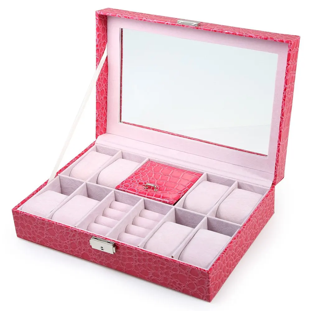 

Luxury Watch Box Case 8 Grids with 3 Mixed Grids Watches Box Case PVC Leather Jewelry Storage Display Box Caja Reloj Relogio Box