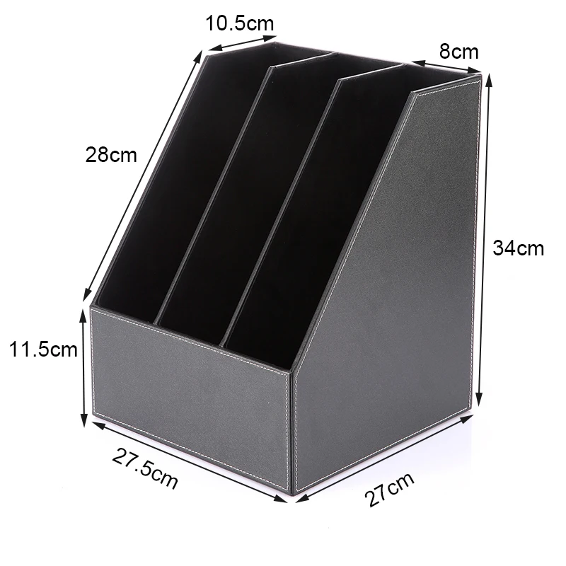 3 Slot Pu Leather Desk File Holder Paper Tray Document Holder