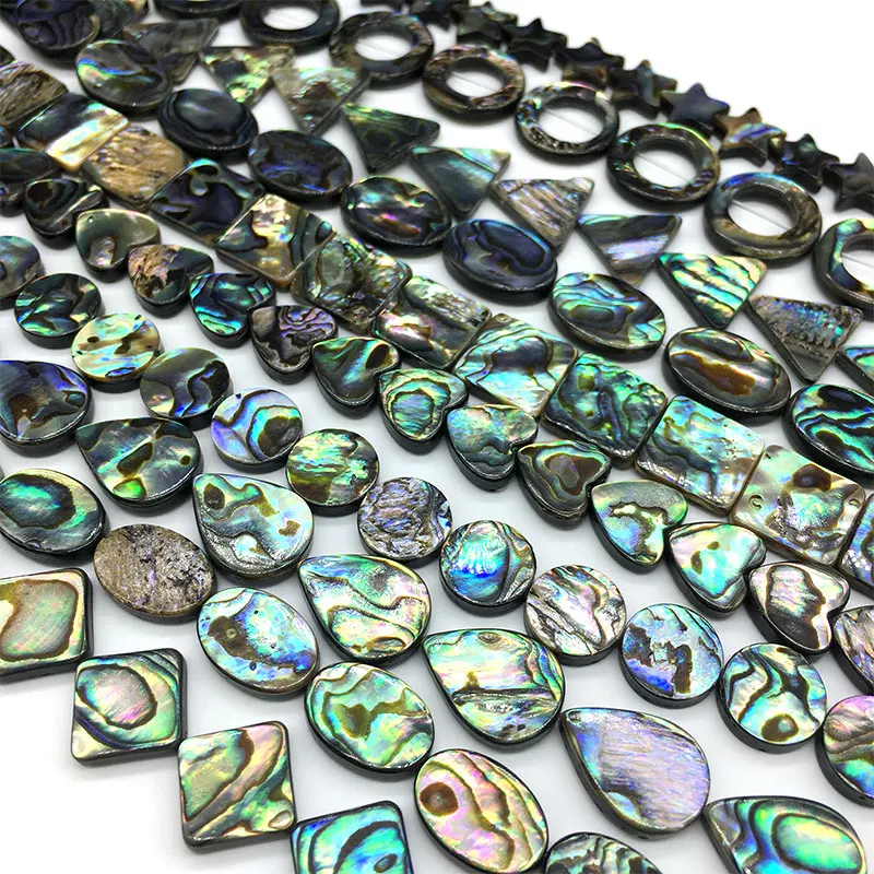 Fashion mixed color A round teardrop-shaped square Natural Abalone Sea Shell Beads for female DIY Jewelry Bracelets Necklaces