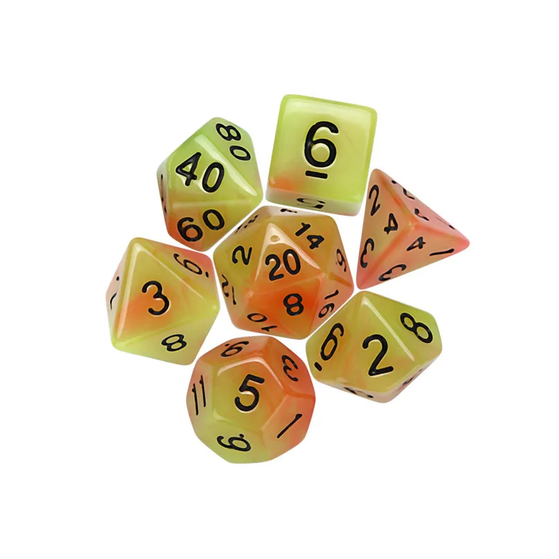 7pcs  Set Digital Dice Luminous TRPG Game Dungeons & Dragons Polyhedral D4-D20 Multi Sided Acrylic Dice #2N22 (3)